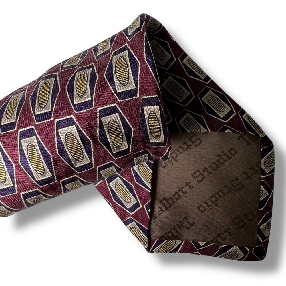 Robert Talbott Studio x Britches of Georgetowne Burgundy Geometric Silk Tie 3.75